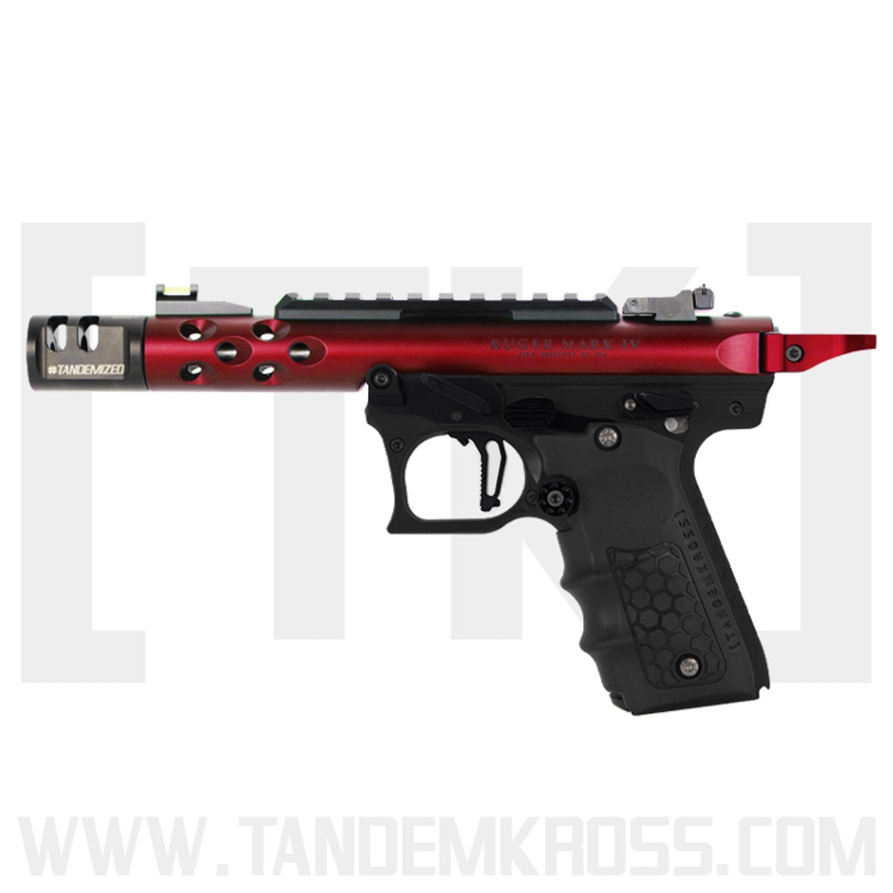 TANDEMIZED Ruger Mark IV 22/45 Race Gun - red 43910 upper, red lower, black accessories #